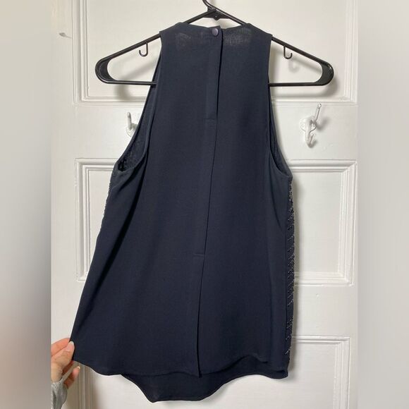 ALC | Silk Studded V-Neck Tank Top Blouse in Black Sz 2 - Picture 8 of 13